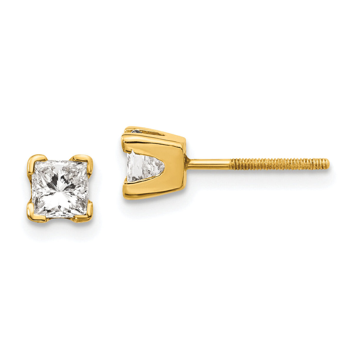 14k AAA Quality Complete Princess-cut Diamond Earrings-XAP5AAA