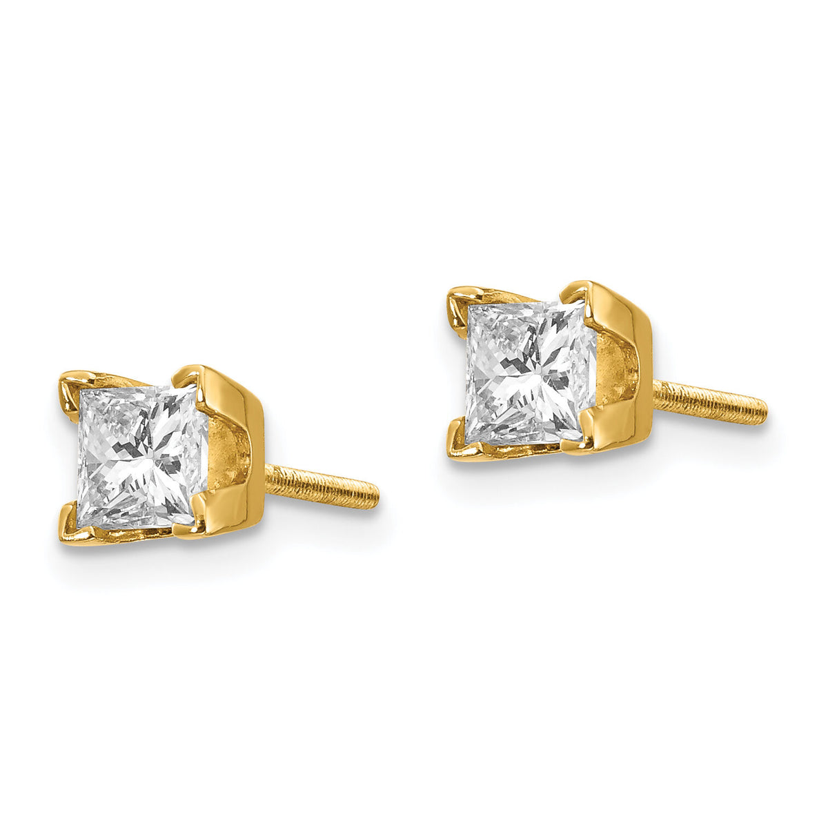 14k AA Quality Complete Princess-cut Diamond Stud Earrings-XAP6AA