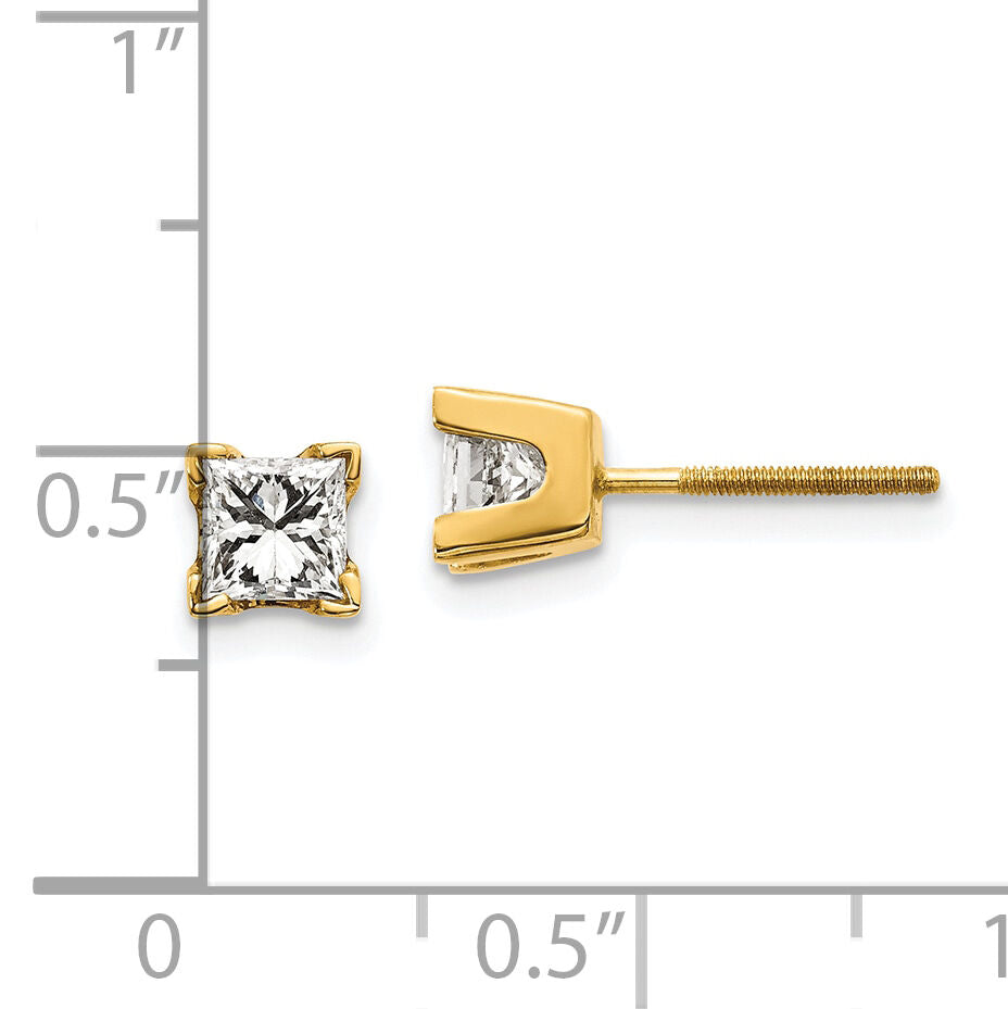 14k AAA Quality Complete Princess-cut Diamond Earrings-XAP6AAA