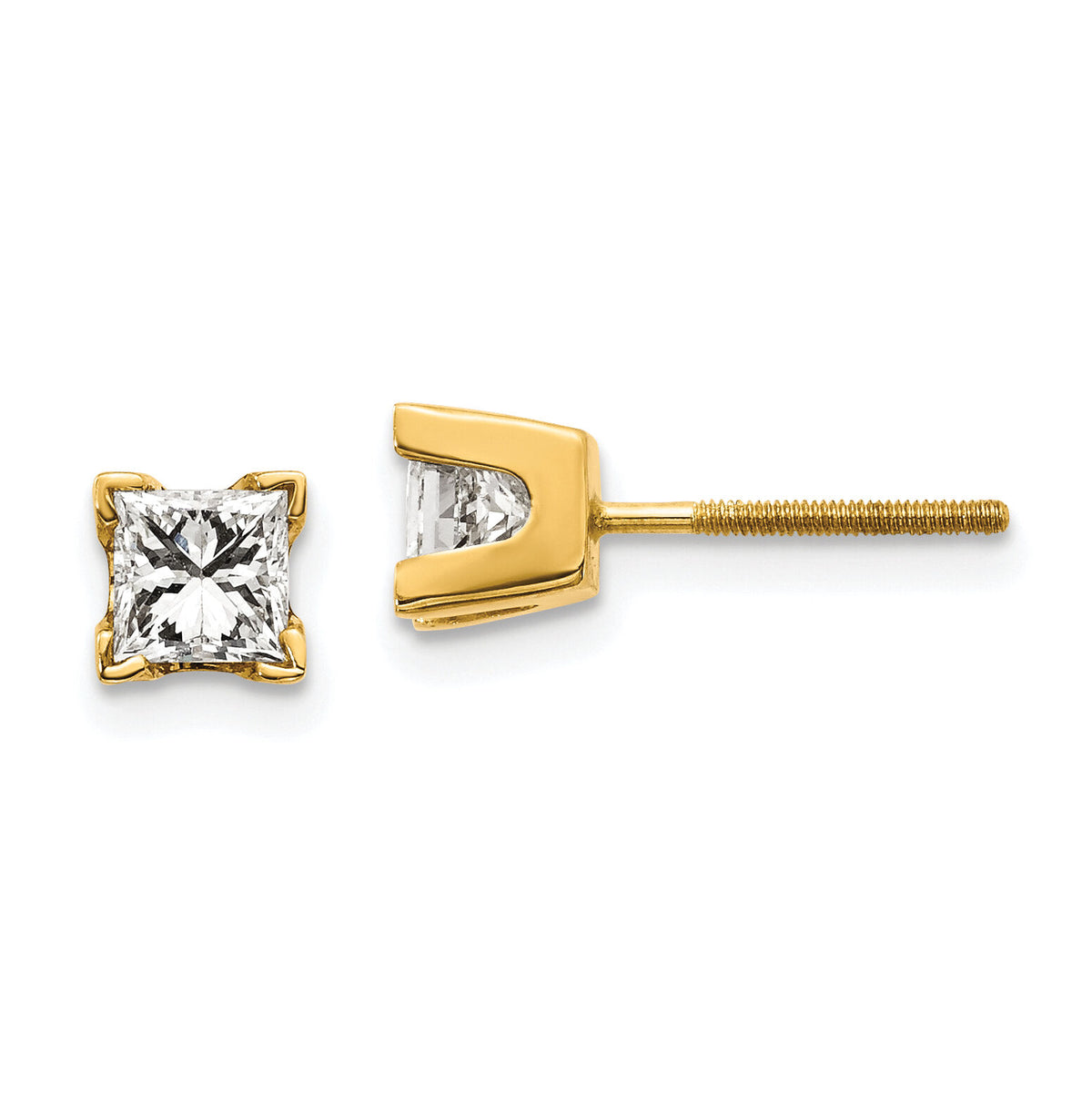 14k AA Quality Complete Princess-cut Diamond Stud Earrings-XAP6AA