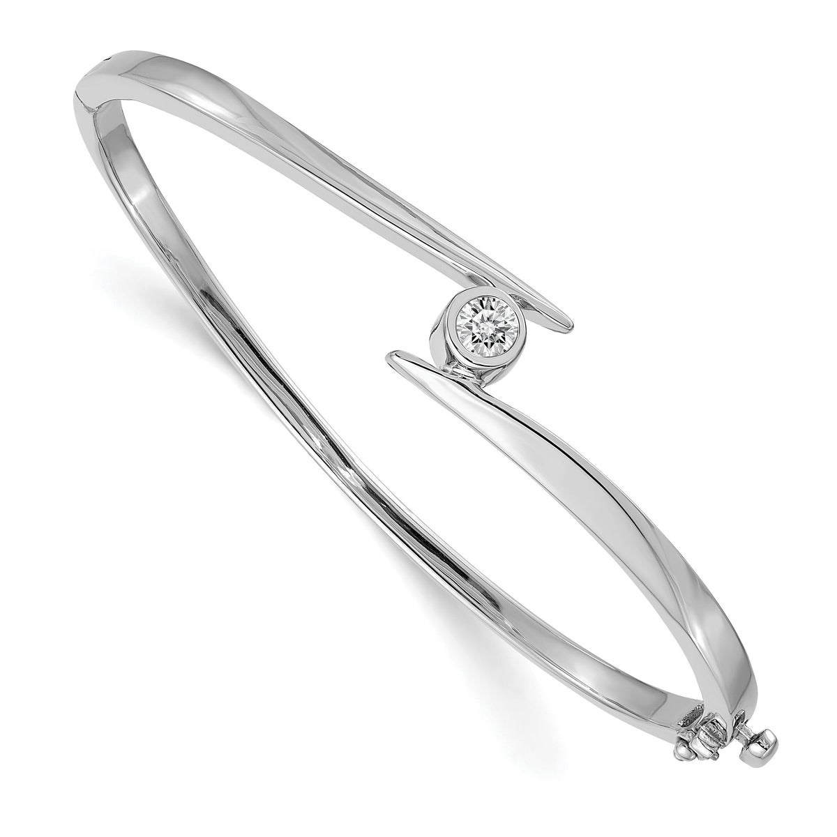 14k White Gold A Diamond Hinged Bangle-XB169A