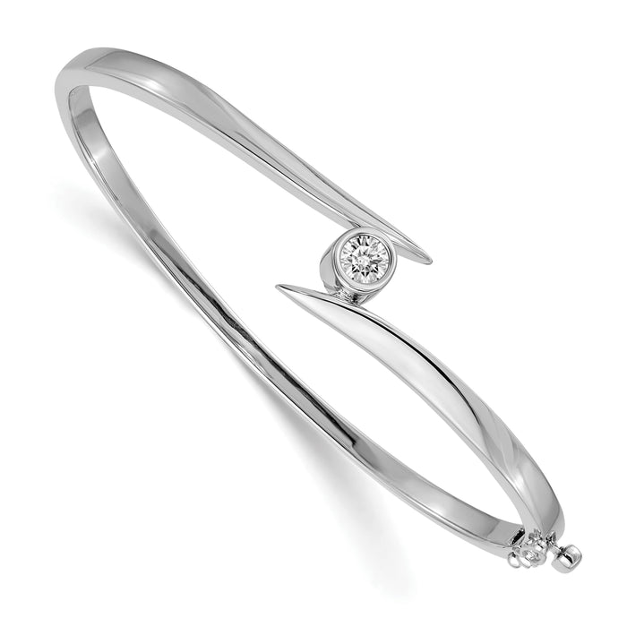 14k White Gold Hinged Bangle Bracelet Mounting-XB171