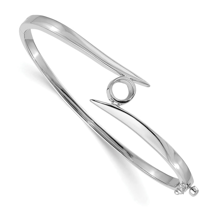 14k White Gold Hinged Bangle Bracelet Mounting-XB172