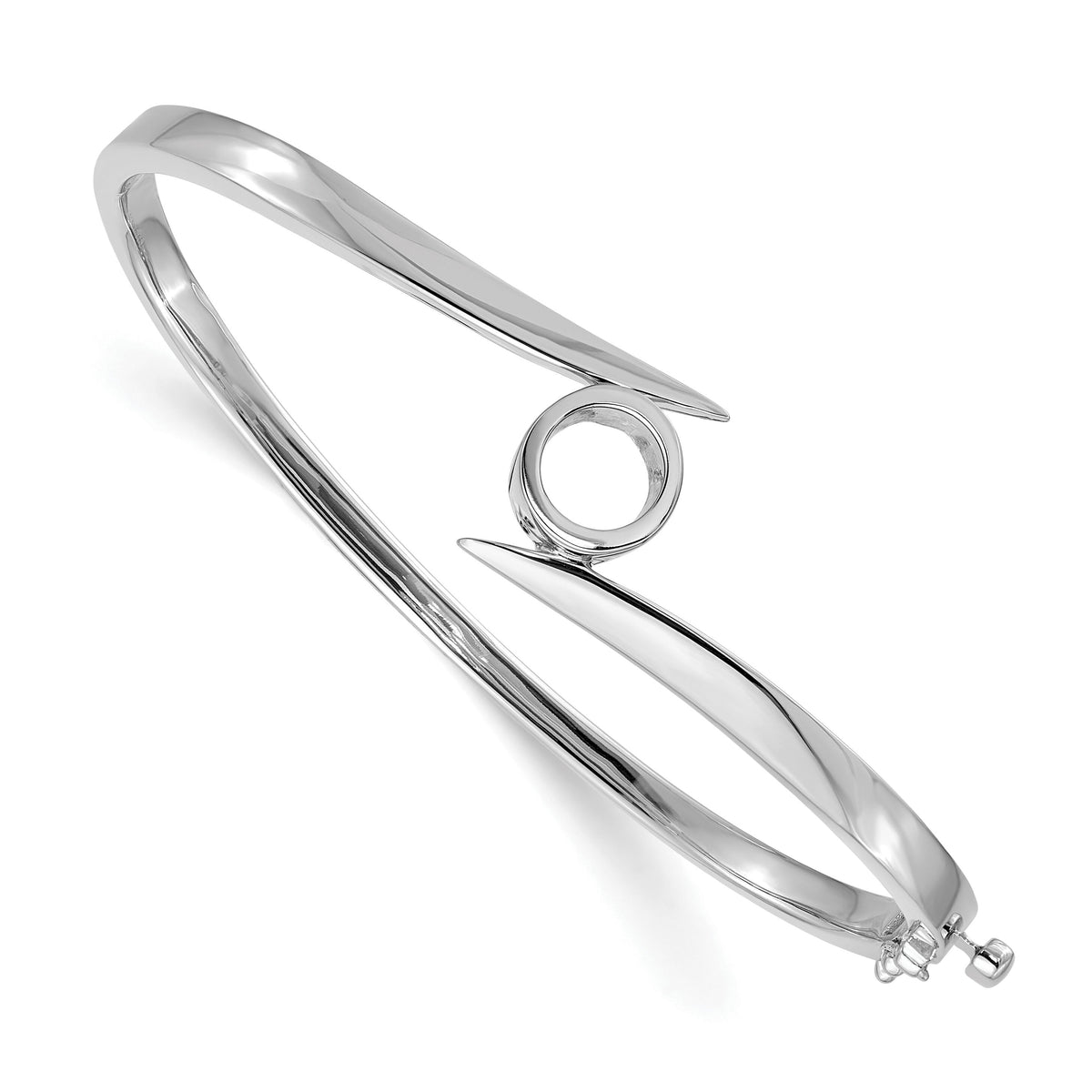 14k White Gold Hinged Bangle Bracelet Mounting-XB173
