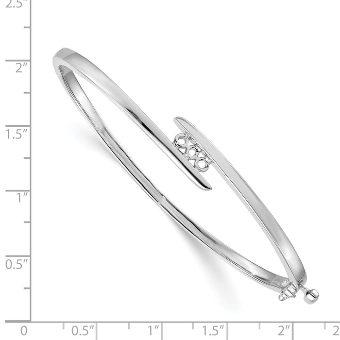 14k White Gold Hinged Bangle Bracelet Mounting-XB177