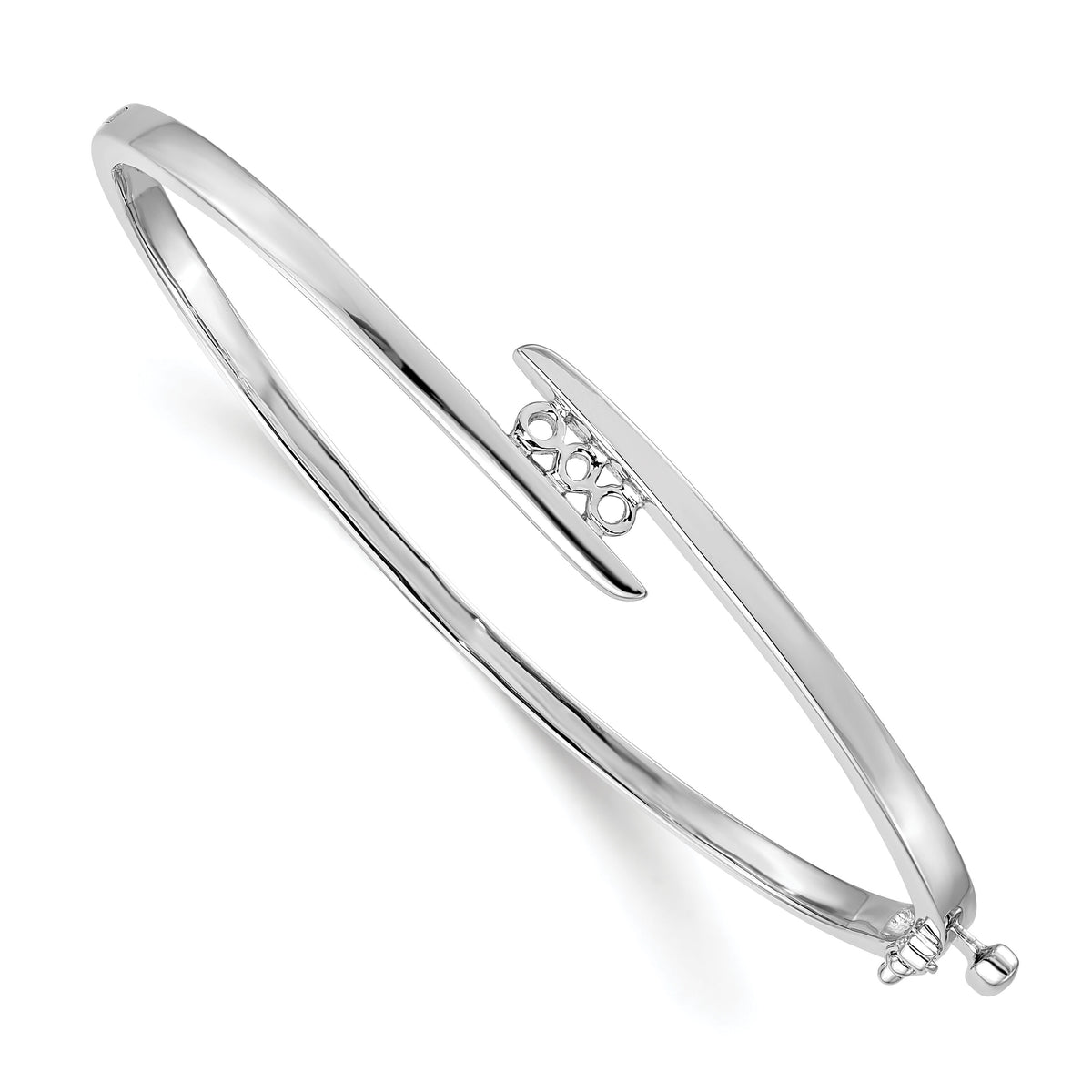 14k White Gold Hinged Bangle Bracelet Mounting-XB177