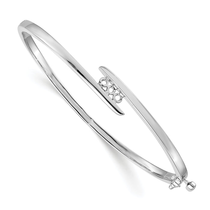 14k White Gold Hinged Bangle Bracelet Mounting-XB177