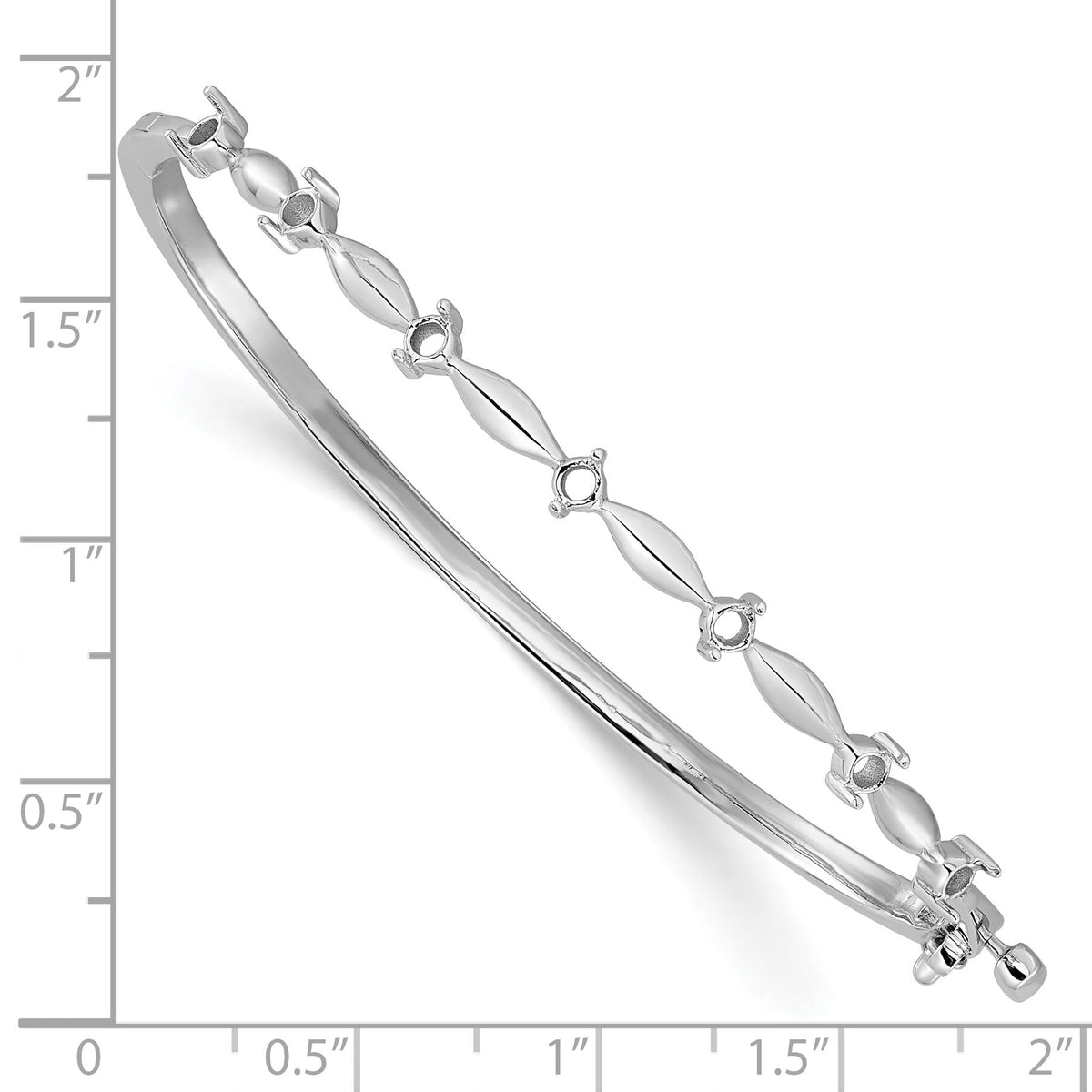 14k White Gold Hinged Bangle Bracelet Mounting-XB178