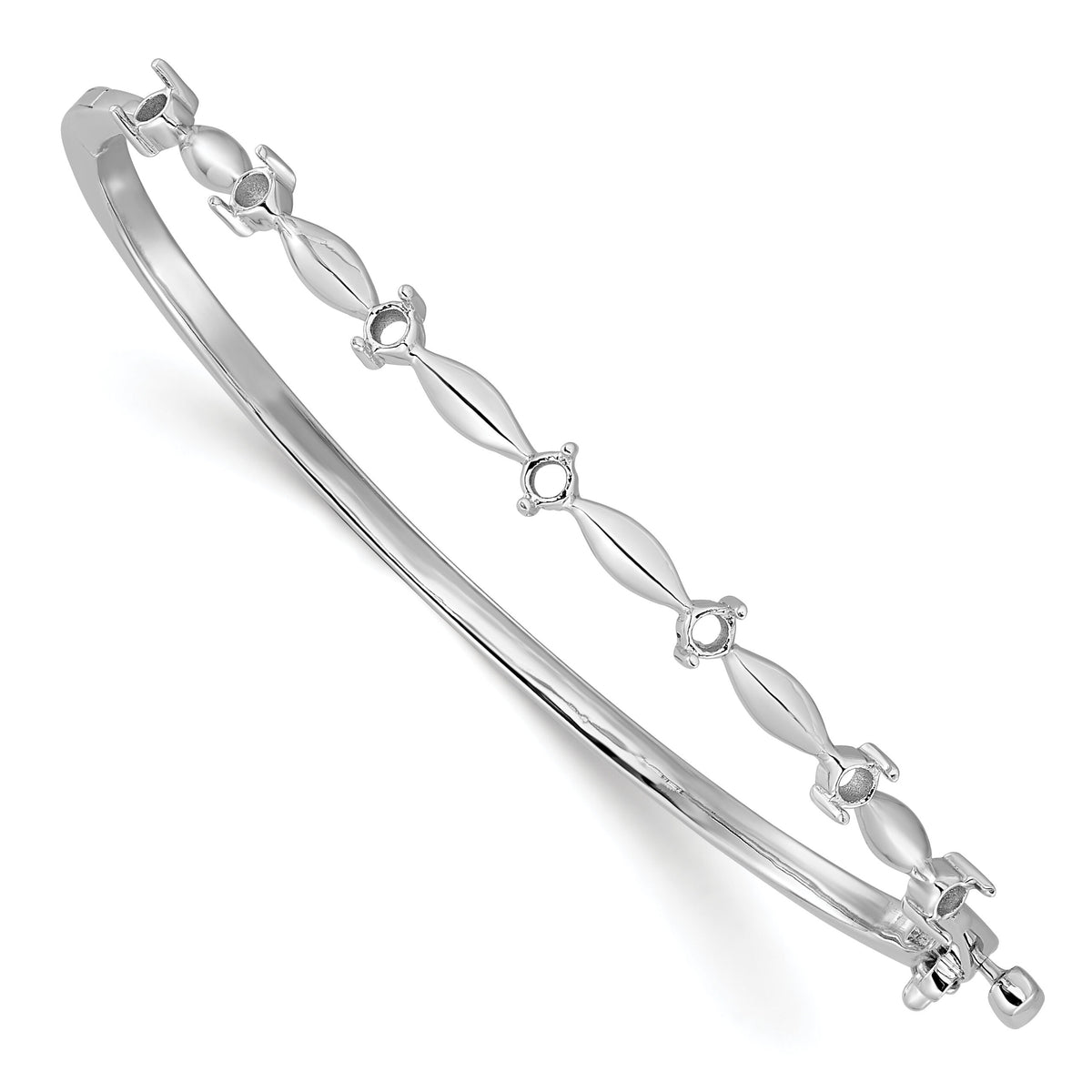 14k White Gold Hinged Bangle Bracelet Mounting-XB178
