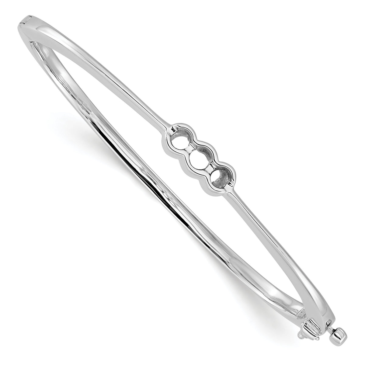 14k White Gold Hinged Bangle Bracelet Mounting-XB180