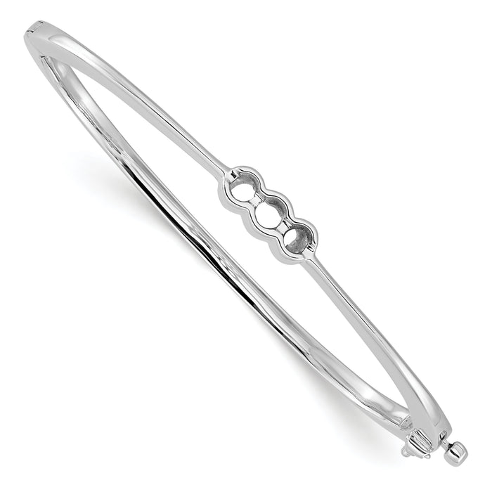 14k White Gold Hinged Bangle Bracelet Mounting-XB180