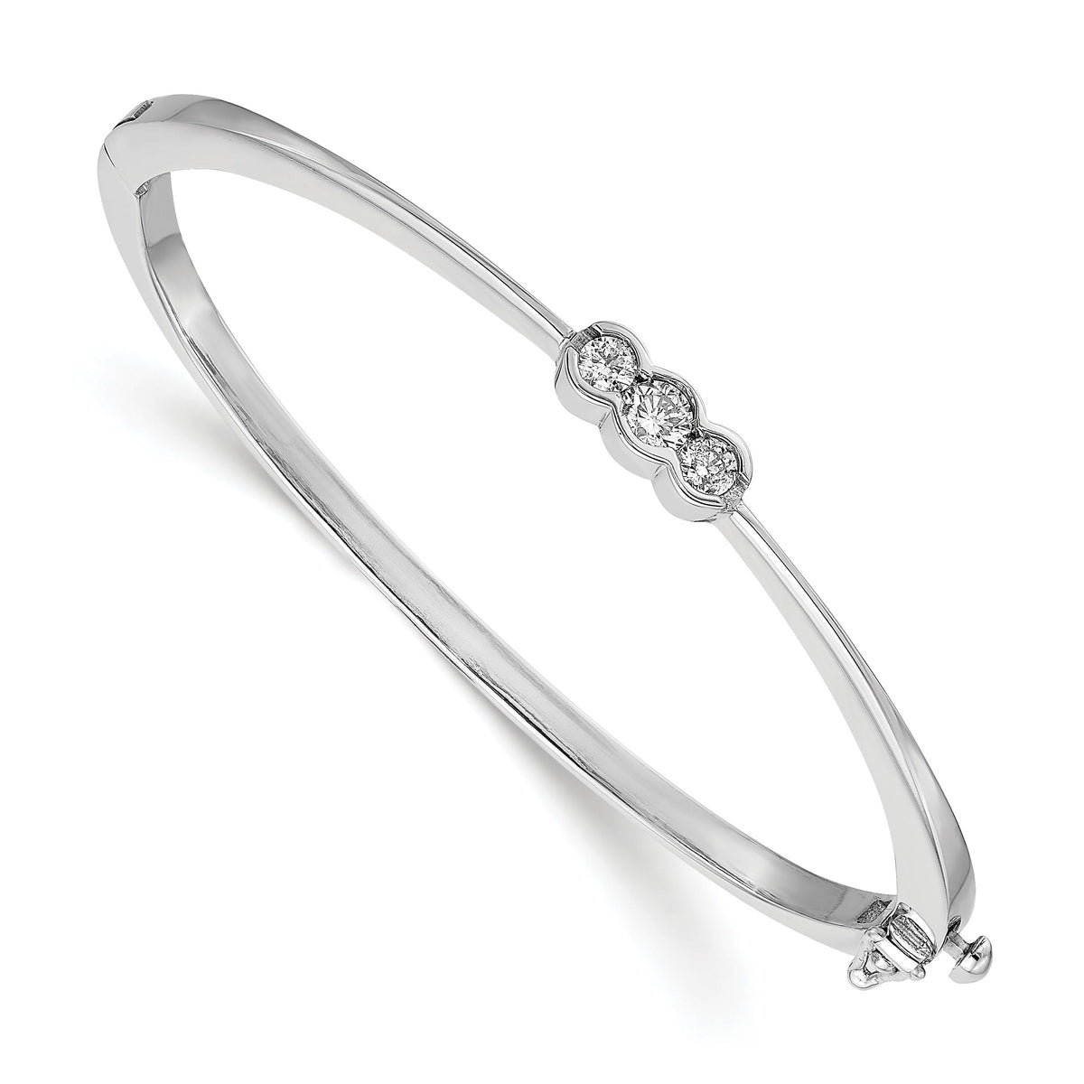 14k White Gold AA Diamond Hinged Bangle-XB180AA