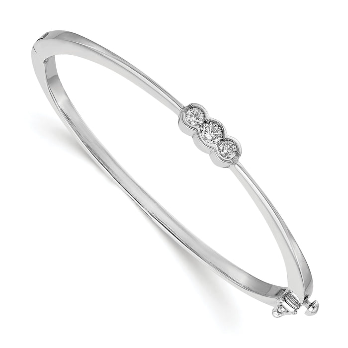 14k White Gold AA Diamond Hinged Bangle-XB180AA