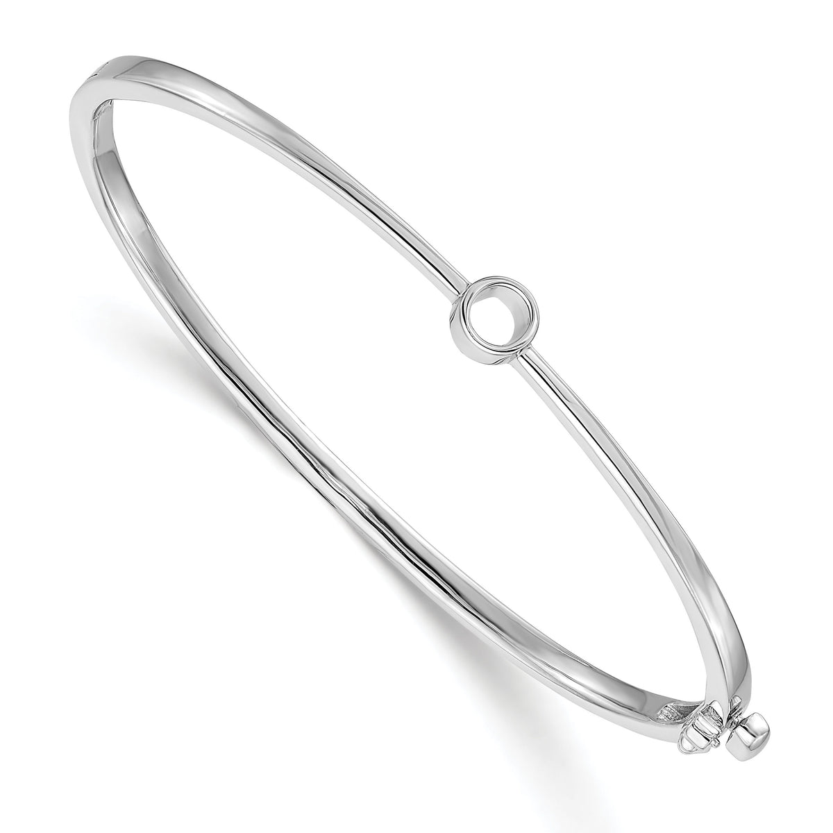 14k White Gold Hinged Bangle Bracelet Mounting-XB181