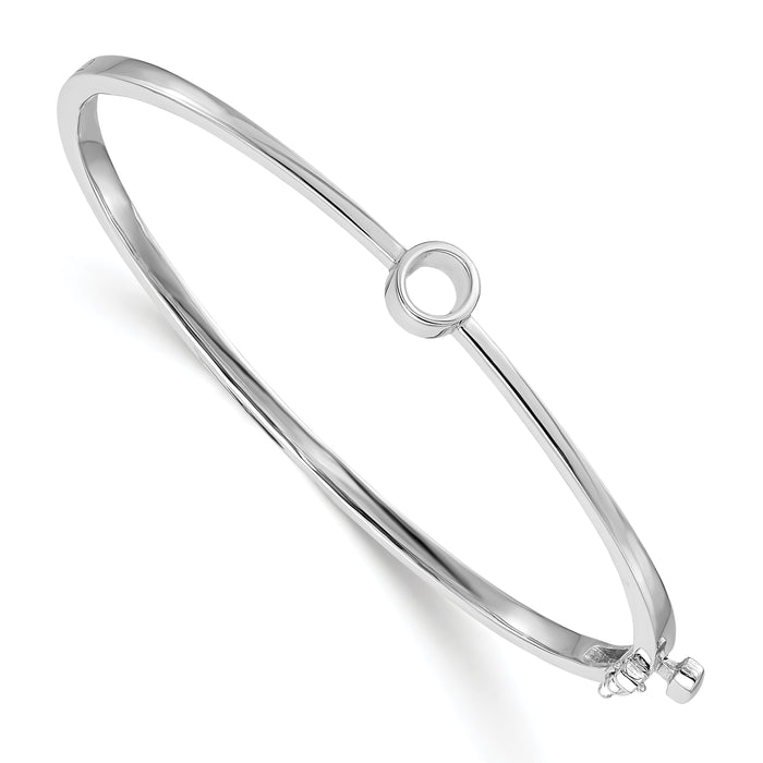 14k White Gold Hinged Bangle Bracelet Mounting-XB182
