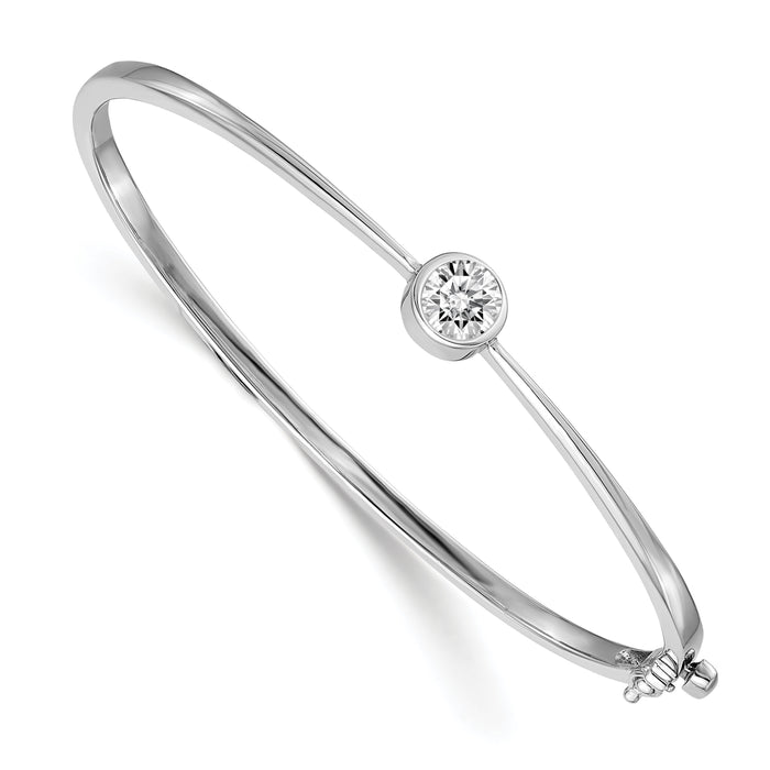 14k White Gold Hinged Bangle Bracelet Mounting-XB183