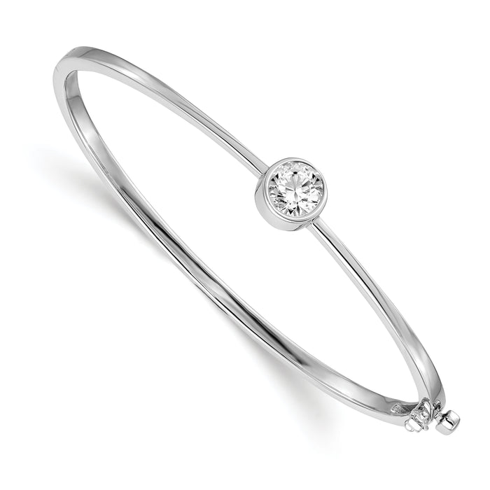14k White Gold Hinged Bangle Bracelet Mounting-XB184