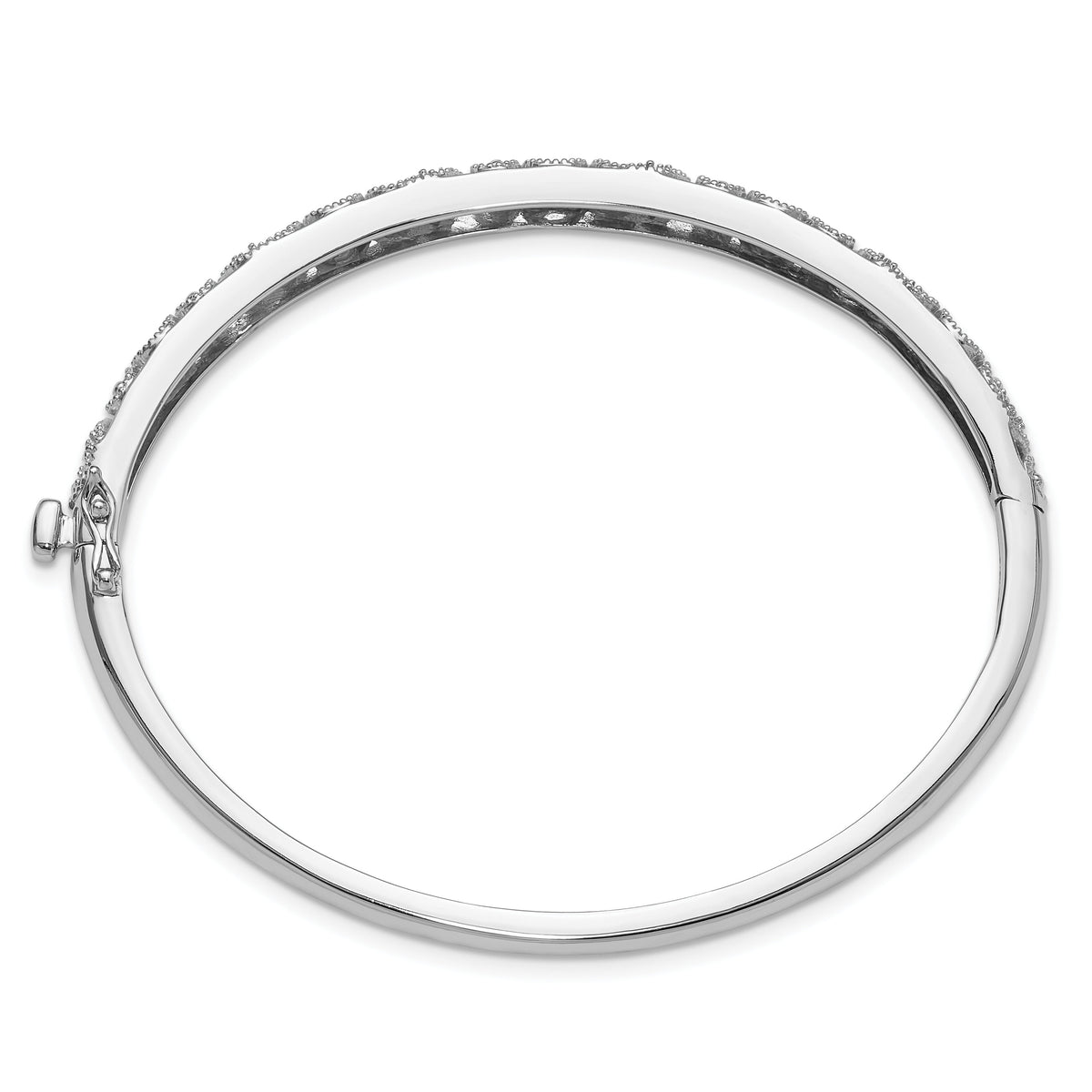14k White Gold Hinged Swirl Design Bangle Mounting-XB187