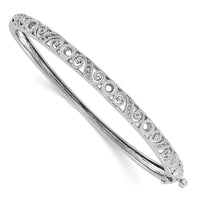 14k White Gold Hinged Swirl Design Bangle Mounting-XB187