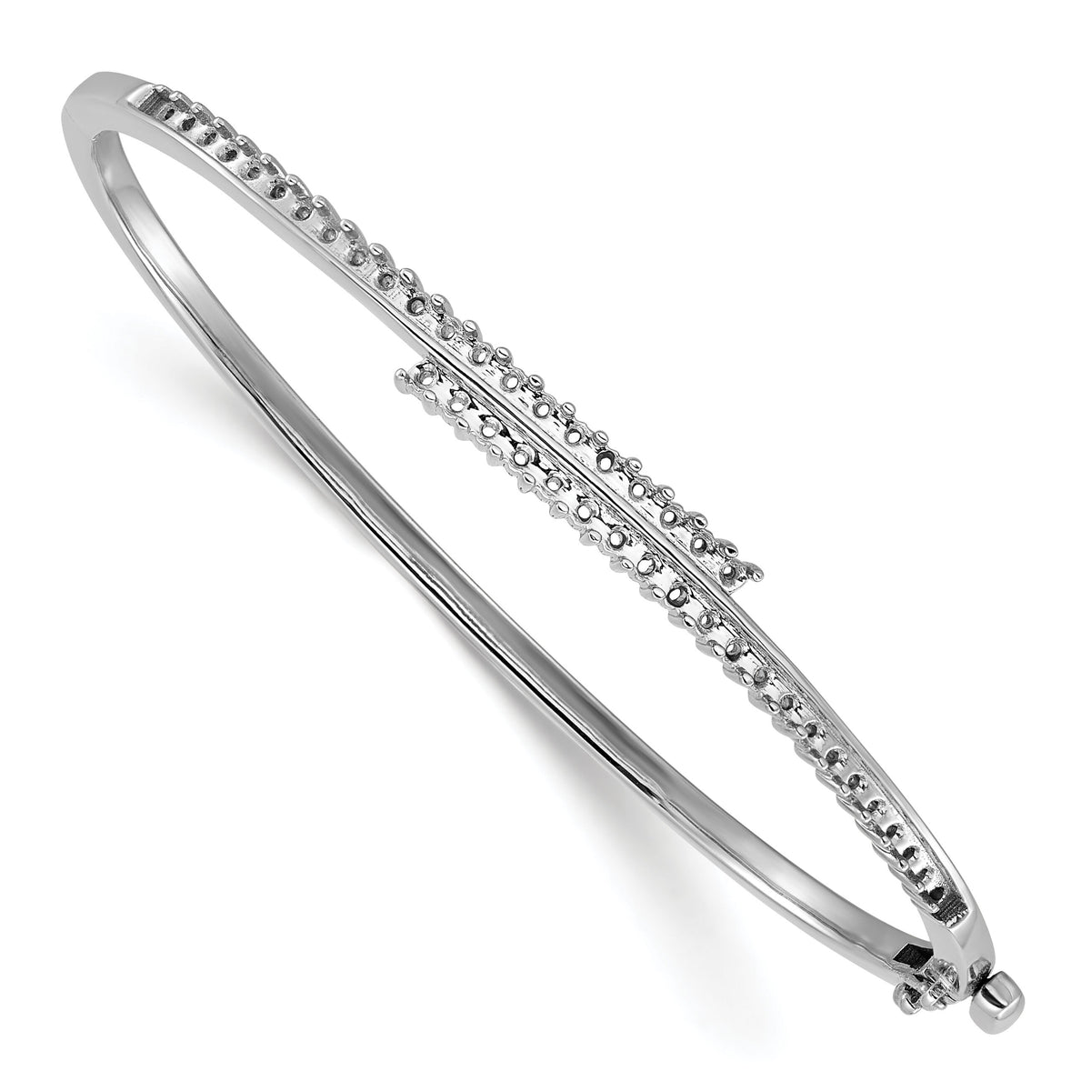 14k White Gold Hinged Bangle Bracelet Mounting-XB190