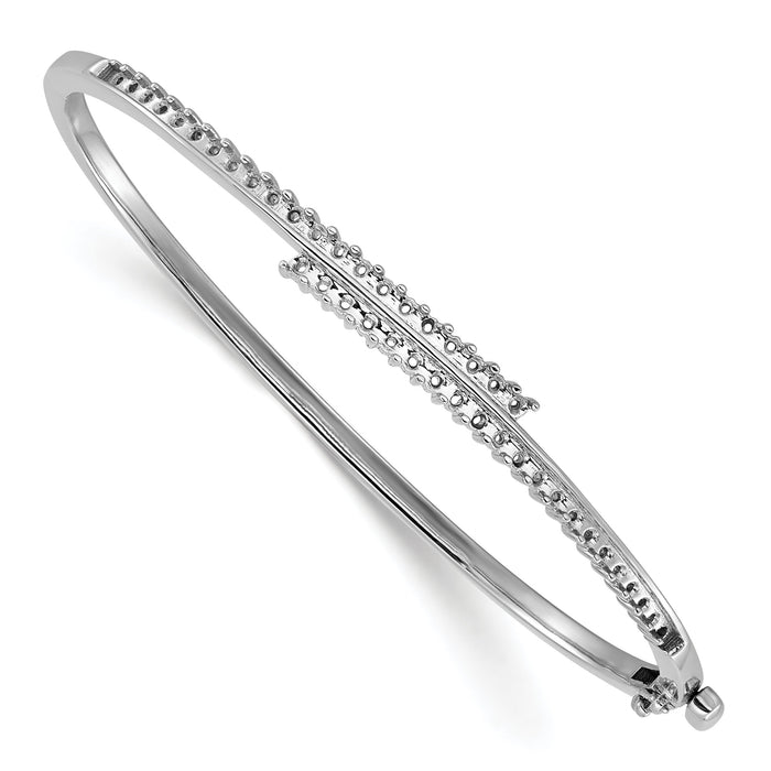 14k White Gold Hinged Bangle Bracelet Mounting-XB190