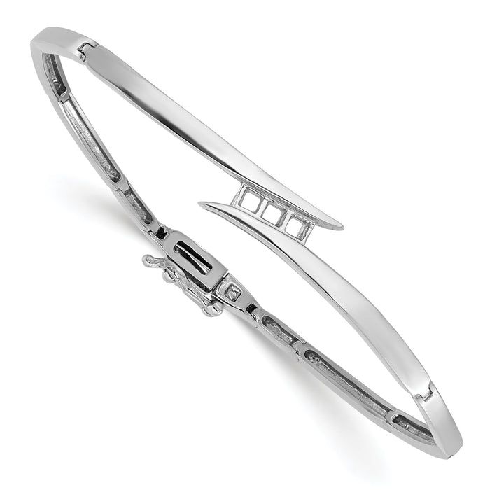 14k White Gold Hinged Bangle Bracelet Mounting-XB191