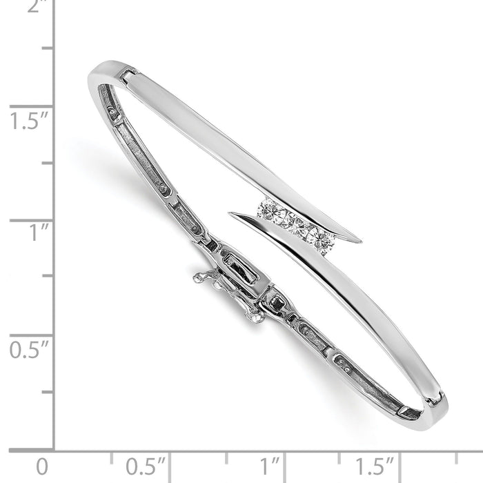 14k White Gold AA Diamond Hinged Bangle-XB191AA