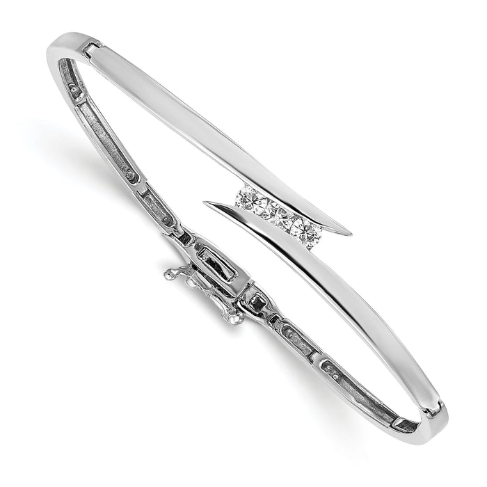 14k White Gold AA Diamond Hinged Bangle-XB191AA
