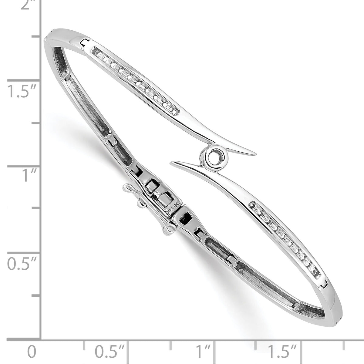 14k White Gold Hinged Bangle Mounting-XB192