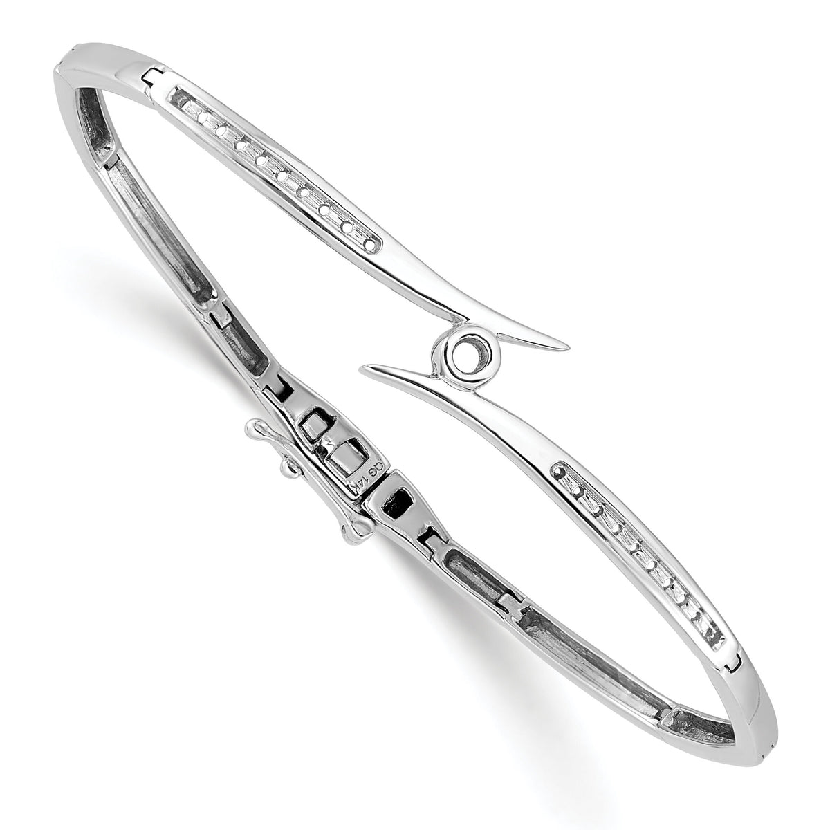 14k White Gold Hinged Bangle Mounting-XB192