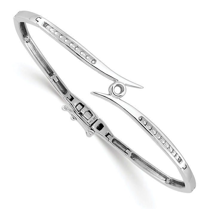 14k White Gold Hinged Bangle Mounting-XB192