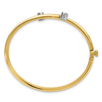 14k Two-tone Hinged Bangle Bracelet Mounting-XB209