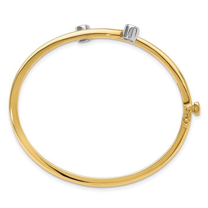 14k Two-tone Hinged Bangle Bracelet Mounting-XB209