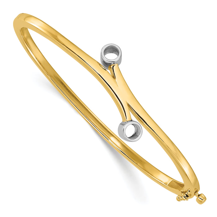 14k Two-tone Hinged Bangle Bracelet Mounting-XB209