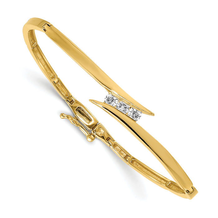 14k AA Diamond Hinged Bangle Bracelet-XB224AA