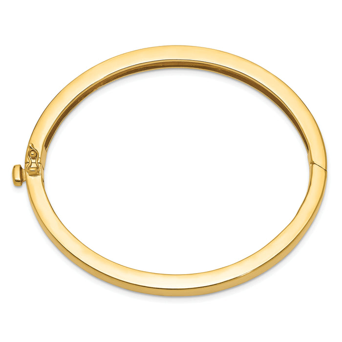 14k 6.3mm Polished Solid Hinged Bangle Bracelet-XB249