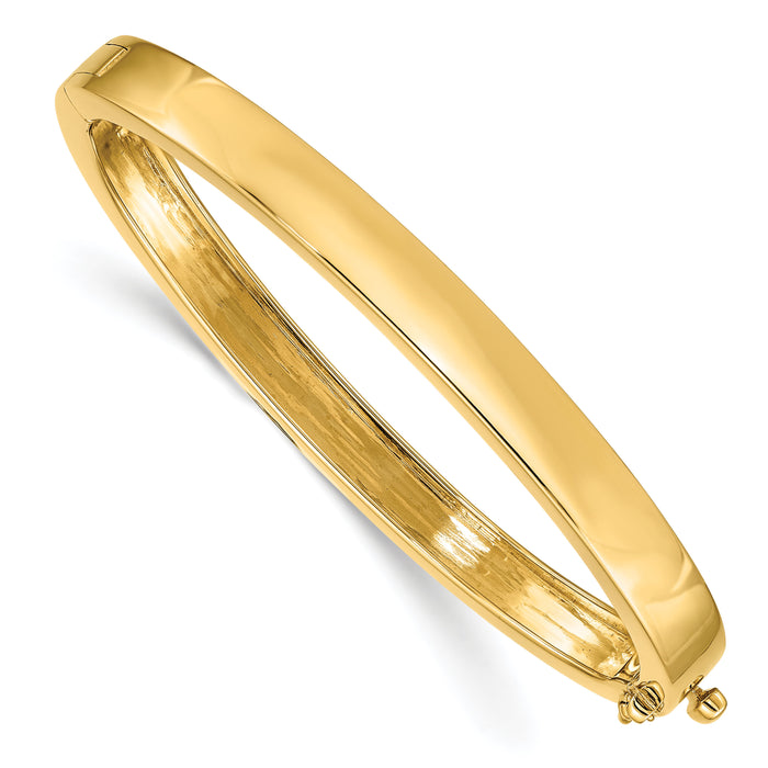 14k 6.3mm Polished Solid Hinged Bangle Bracelet-XB249