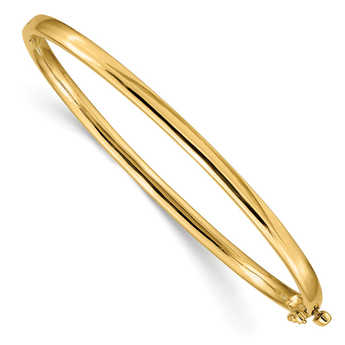 14k 3.6mm Polished Solid Hinged Bangle Bracelet-XB251