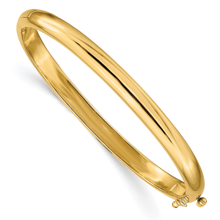 14k 5.6mm Polished Solid Hinged Bangle Bracelet-XB252