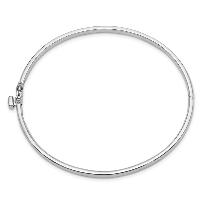 14k White Gold 3.6mm Polished Solid Hinged Bangle Bracelet-XB254