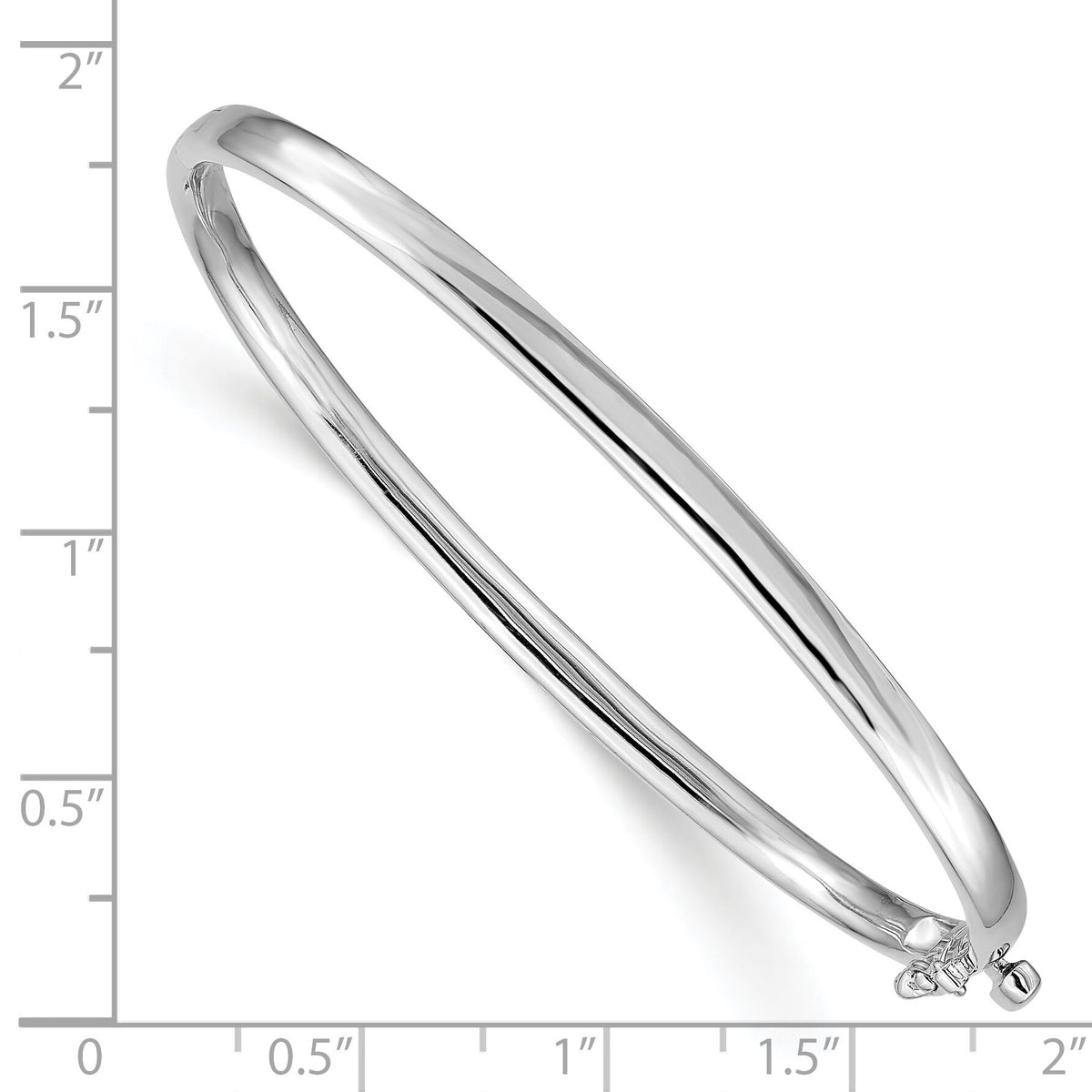 14k White Gold 3.6mm Polished Solid Hinged Bangle Bracelet-XB254