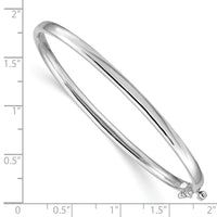 14k White Gold 3.6mm Polished Solid Hinged Bangle Bracelet-XB254