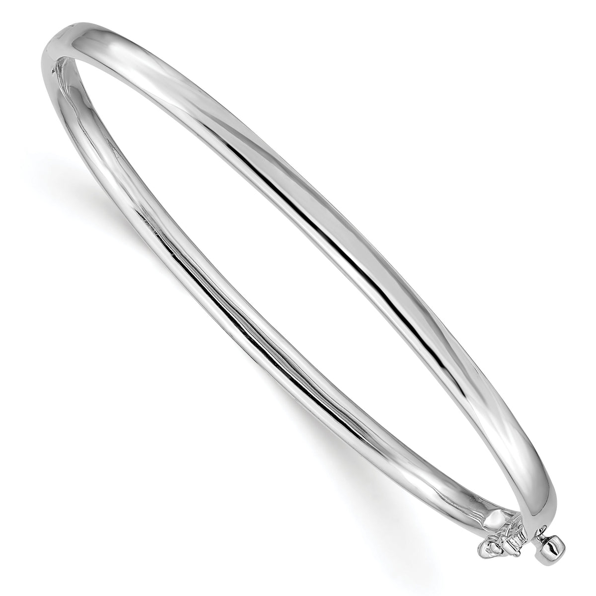14k White Gold 3.6mm Polished Solid Hinged Bangle Bracelet-XB254