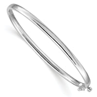 14k White Gold 3.6mm Polished Solid Hinged Bangle Bracelet-XB254