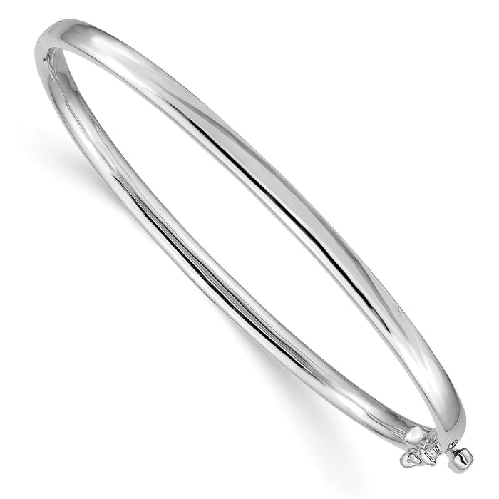 14k White Gold 3.6mm Polished Solid Hinged Bangle Bracelet-XB254