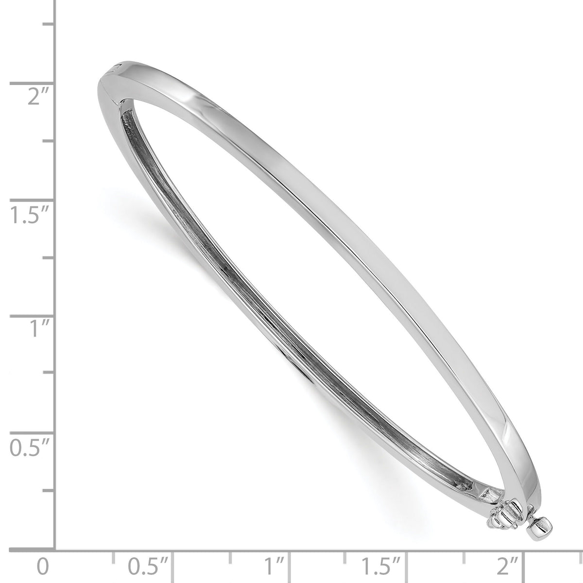 14k White Gold 2.5mm Polished Solid Hinged Bangle-XB257