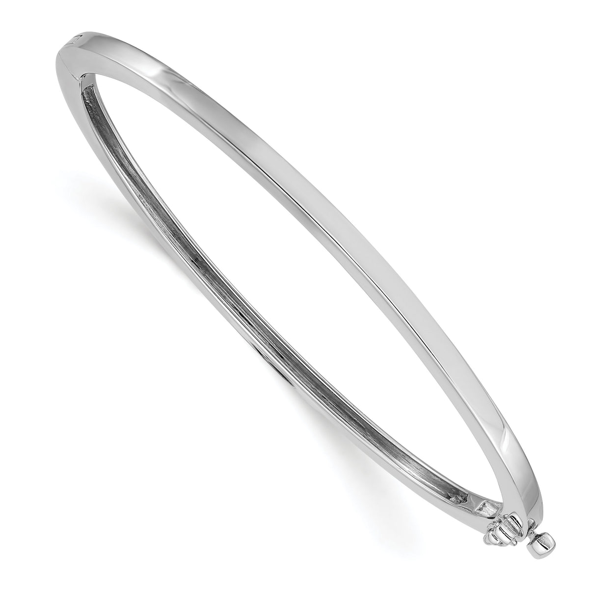 14k White Gold 2.5mm Polished Solid Hinged Bangle-XB257