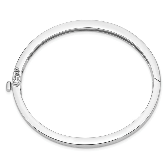 14k White Gold 5.3mm Polished Solid Hinged Bangle Bracelet-XB259