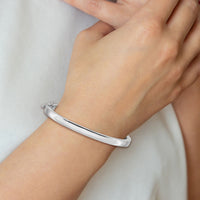 14k White Gold 5.3mm Polished Solid Hinged Bangle Bracelet-XB259