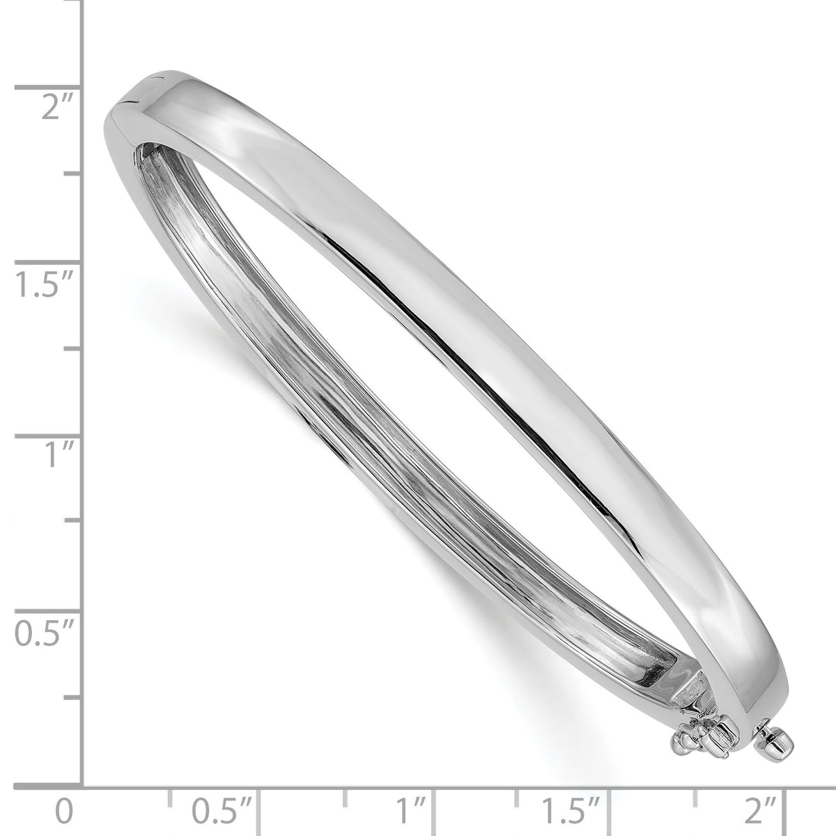 14k White Gold 5.3mm Polished Solid Hinged Bangle Bracelet-XB259